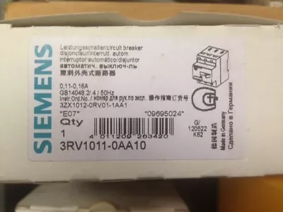 Buy Siemens 3rv1011-0aa10 Circuit Breaker 480v 0.11-0.16a 50hz, New #144823 • 23$