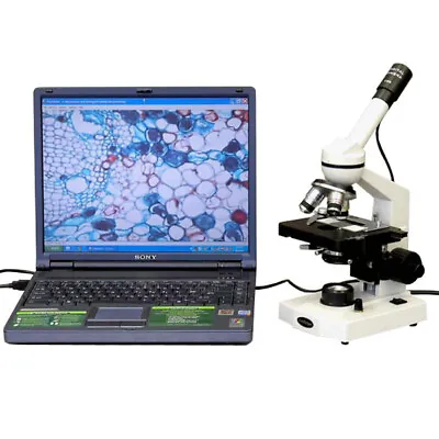 Buy AmScope 40X-2500X Advanced Student Microscope With 3D Stage + USB Camera • 272.99$