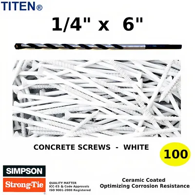 Buy 100 Concrete Screws 1/4 X 6 PF White Masonry Brick Block Wall Tapcon Anchor • 59$
