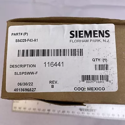 Buy Siemens SLSPSWW-F Wall Mount Fire Speaker LED Strobe Light S54329-F43-A1 New • 39.99$