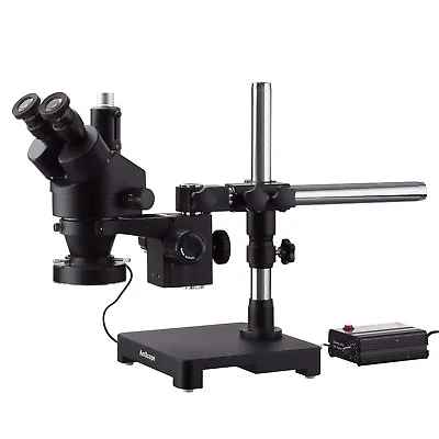 Buy AmScope 3.5X-90X Trinocular Stereo Zoom Microscope + Boom + LED • 650.99$