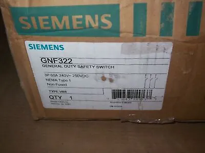 Buy New Siemens GNF322 60 Amp 240v Non-Fusible Safety Switch Disconnect • 58$