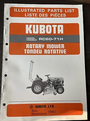 Buy Kubota Rotary Mower Illustrated Parts List Manual RC60-71H Catalog Book Guide • 20.89$