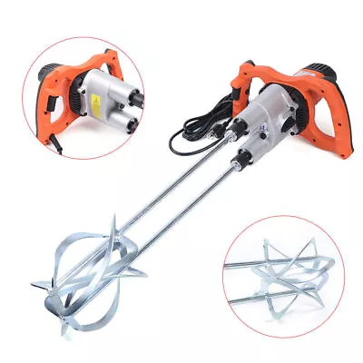 Buy Electric Mortar Mixer Dual 2 Speed Paint Cement Grout Mortar Twin Paddle 1800W • 159$