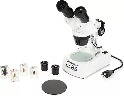 Buy Celestron 44208 20-60x Magnification Stereo Microscope W/10 Slides – White • 136.81$