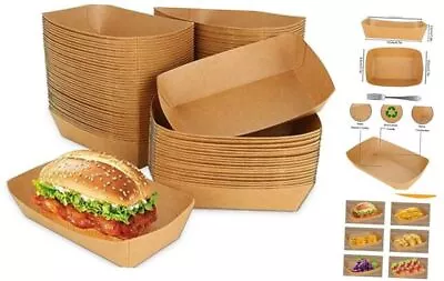 Buy 200 Pack Brown Kraft Paper Food Trays, 2 Lb Disposable Paper Food Boats, Kraft  • 34.81$