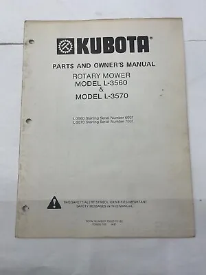 Buy Kubota Parts And Owner's Manual For Rotary Mower Model L-3560 & L-3570 • 10$
