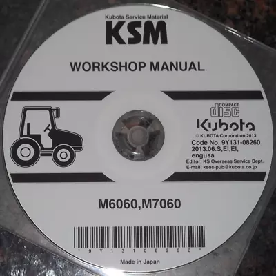 Buy Kubota M6060 M7060 Tractor Service Repair Workshop Manual Cd/dvd • 49.99$