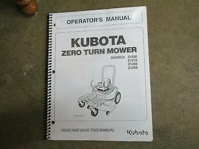 Buy Kubota Z122 Z121 Z125 Z 121 122 125 E S ZTR Mower Owners & Maintenance Manual • 32.50$