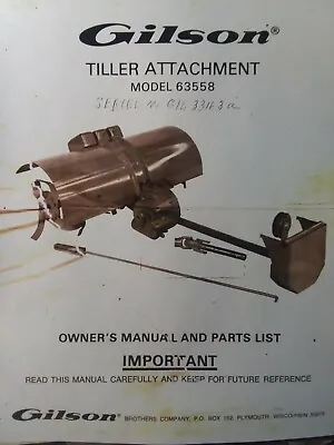 Buy Gilson Montgomery Ward Lawn Garden Tractor Tiller Implement Owner & Parts Manual • 62.99$