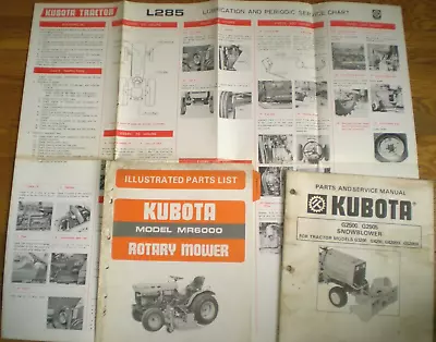 Buy KUBOTA L285 TRACTOR LUBE CHART ~ G2500 & G2505 Snowblower ~ MR6000 ROTARY MOWER • 35$