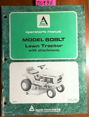 Buy Allis-Chalmers 608LT Lawn Tractor With Snowblower 1690241 Owner Operator Manual • 25$