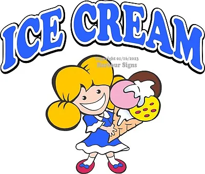 Buy ICE CREAM DECAL (Choose Your Size) Concession Food Truck Sign Sticker • 11.04$