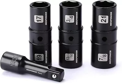 Buy MIXPOWER 4 Pieces 1/2-inch Drive Flip Lug Nut Socket Set - Includes One Size  • 26.95$