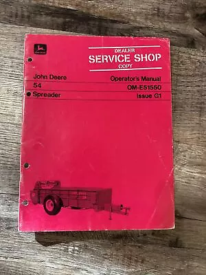 Buy John Deere 54 Manure Spreader Operator's Owner's Manual • 17.95$