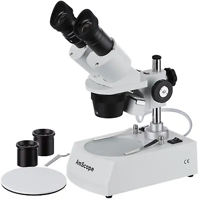 Buy AmScope 10X-60X Forward Binocular Stereo Student Microscope Top/Bottom Lights • 177.99$
