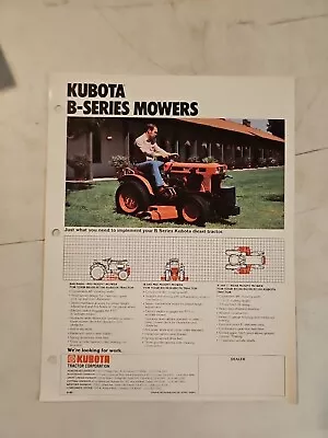 Buy Vintage 1980 Kubota B Series Mowers TRACTOR Spec Sheet Brochure  • 7.61$