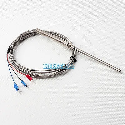 Buy RTD Pt100 Temperature Sensor Thermocouple 2M Cable 10CM Probe 3 Wires -50~400°C • 9.95$