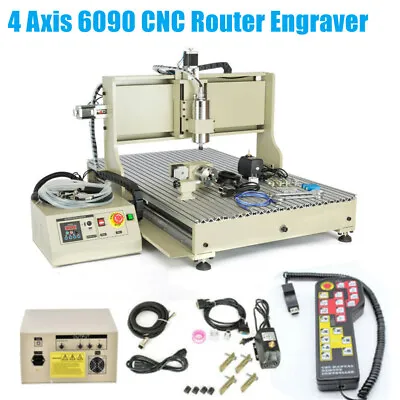 Buy 4 Axis 6090 CNC Router Industrial 1500W VFD 3D USB Engraving Machine+Controller • 1,864.97$