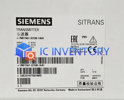 Buy 1PCS Siemens Pressure Gauge 7MF1567-3CE00-1AA1 Range 0-40 Bar • 168.11$