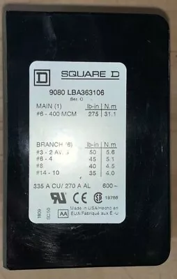 Buy Square D 9080 LBA363106 Power Distribution Block 600v 335a - No Box • 39.99$