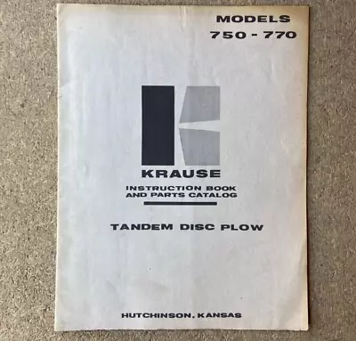 Buy Original Krause Model 750-770 Tandem Disc Plow Instruction & Part Catalog Manual • 14.95$