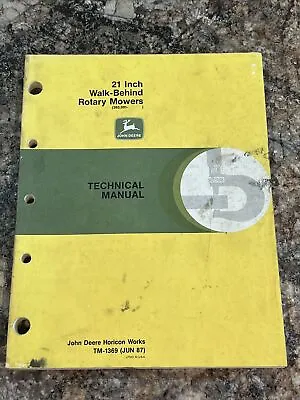 Buy John Deere TM 1369 (JUN87) Technical Manual 21 Inch Walk Behind Rotary Mowers • 24.99$