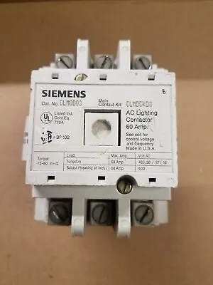Buy Siemens Clm0d03 Ac Lighting Contactor 60 Amp 120v Coil  • 105.78$