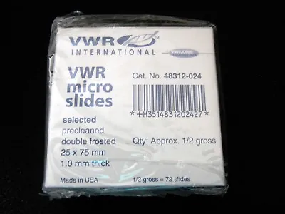 Buy 72 VWR Double Frosted Selected PreCleaned Micro Slides, 25 X 75 X 1mm, 48312-024 • 19.99$