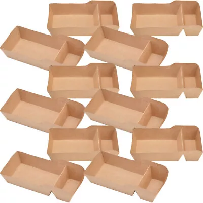 Buy 50pcs Kraft Paper Food Trays Greaseproof Disposable Serving Boats-KC • 25.68$