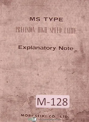 Buy Mori Seiki MS Type, Lathe Operators Instructions Manual • 25$
