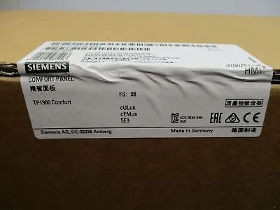 Buy New Siemens 6AV2124-0UC02-0AX0 SIMATIC HMI TP1900 Comfort 6AV2 124-0UC02-0AX0 • 5,099$
