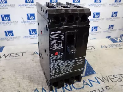 Buy Siemens HED43B040 3 Pole 40 Amp 480 Volt 42kA@480V Circuit Breaker - Tested • 169$