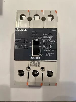 Buy Siemens Ngg Ngg3b040l Ngg3b040 Circuit Breaker 40 Amp 3p 3 Pole 480v • 105$
