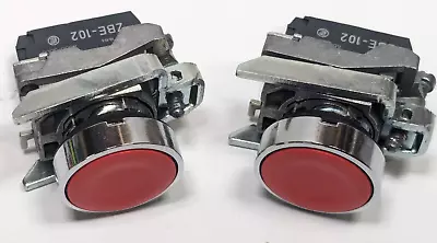 Buy Lot Of 2 Schneider Red Momentary Push Button Assembly W/ ZBE-102 Contact Block • 24.99$