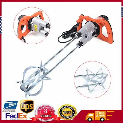 Buy Electric Mortar Mixer Dual 2 Speed Paint Cement Grout Mortar Twin Paddle 1800W • 158.60$