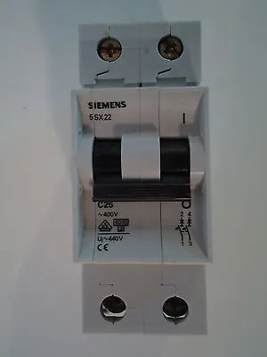 Buy Siemens 5sx22 C25 2 Pole 25a Circuit Breaker 400v • 30$