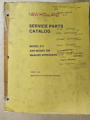 Buy New Holland Service Parts Catalog,  Models 514 & 520 Manure Spreaders,   1988... • 15.08$