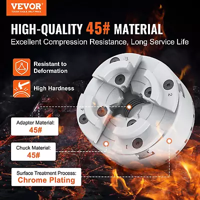 Buy VEVOR KP96 Lathe Chuck, 4-Jaw 3.75  Diameter, Metal Lathe Chuck Turning Machine  • 92.39$
