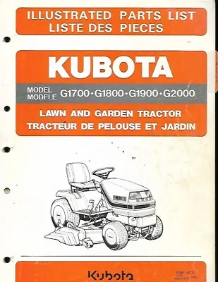 Buy Kubota G1700,g1800,1900,g2000 Lawn Tractor Parts Catalog • 28.99$