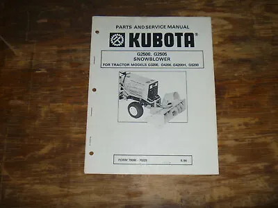 Buy Kubota G2500 G2505 Snowblower Parts Catalog Shop Service Repair Manual • 38.22$