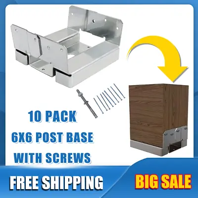 Buy 10Pcs6x6Concrete Deck Post Anchor Base Adjustable Metal Post Bracket With Screws • 79.99$