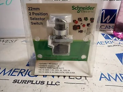 Buy New Schneider Electric XB4AS1 22mm 2 Position Selector Switch  • 50$
