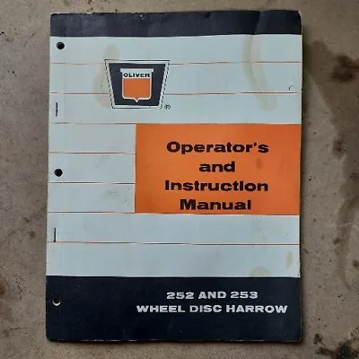 Buy Oliver Wheel Disc Harrow 252 253 Operator Owners Manual Vintage Original • 19.90$