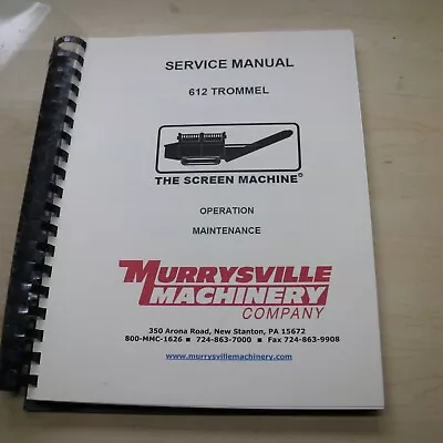 Buy SCREEN MACHINE 612 TROMMEL Repair Shop Service Manual Book Operator Maintenance • 48.75$