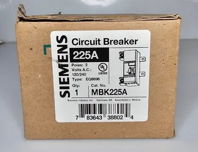 Buy Siemens MBK225A 225A  2 Pole Main Circuit Breaker 120/240V AC Type EQ8696 • 94.77$