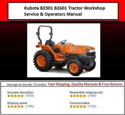 Buy 2301 2601 Service & Operator Manual Fits Kubota B2301 B2601 Tractor Workshop • 8.19$