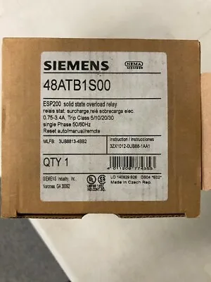 Buy SIEMENS 48ATB1S00 ESP200 Solid State Overload Relay - 0.75-3.4AMPS • 233$