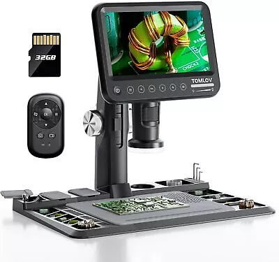 Buy Soldering Microscope With Pro Soldering Station 7  IPS Digital Microscope 1600X • 139$