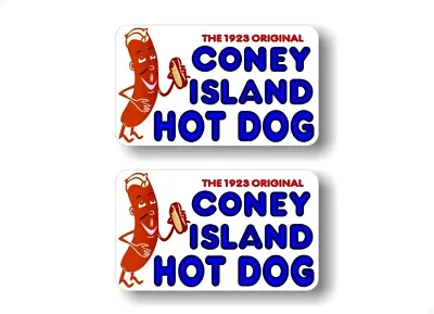 Buy 2 Coney Island Hot Dog 3''x 5'' Decals For HotDog Cart Concession Stand Menu • 5.08$